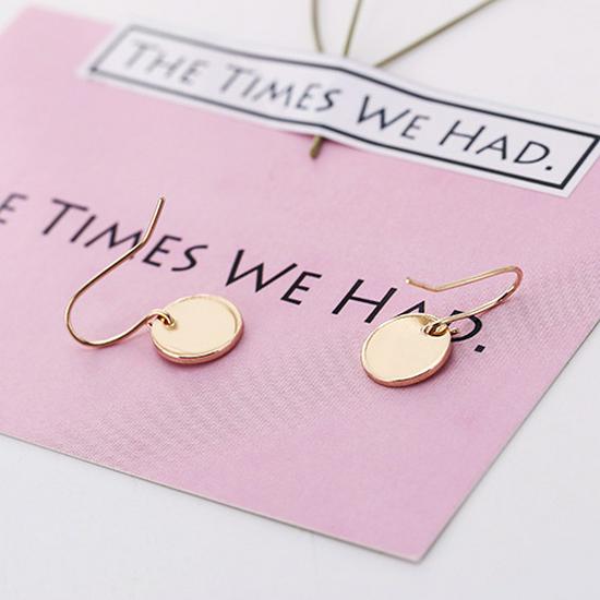 E799 Minimalist Geometric Metal Mini Disc Round Earrings for Women