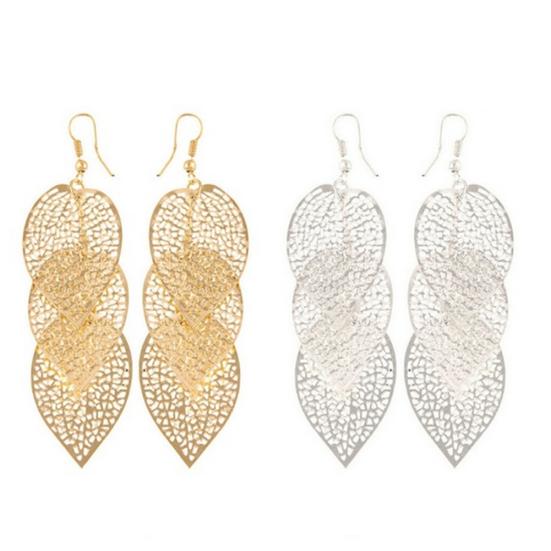 Fashion Women Hollow Leaf Shaped Drop Dangle Hook Earrings Party Jewelry Gifts