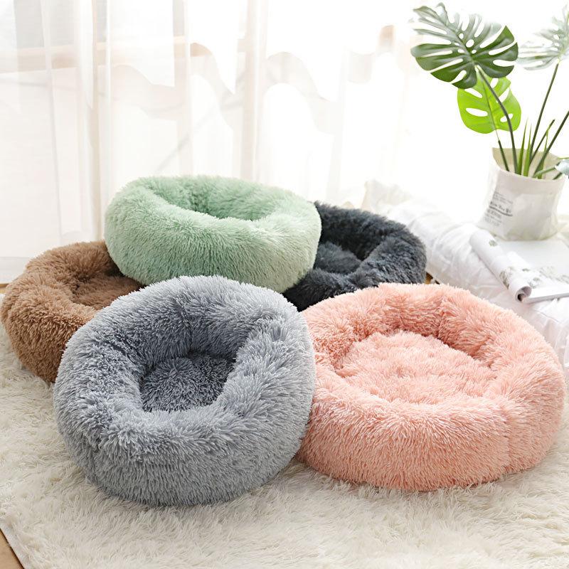 Caseta arenero gato felpa redondo arenero mascota cama perro cojín invierno perro cama mascota suministros mascotas