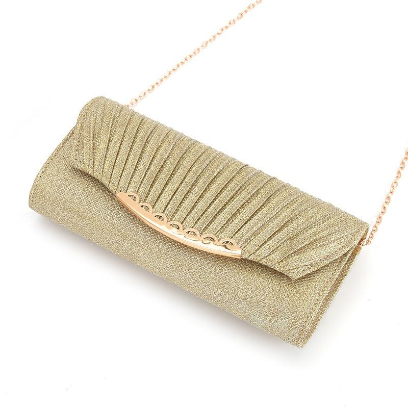 Dámská taška na večeři Řetízkový popruh Crossbody vráska Party Večerní taška na líčení Šití Svatební kabelka