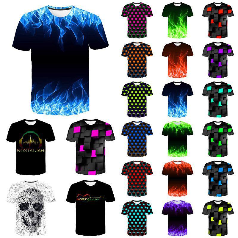 3d Print T-shirt Flame Hypnosis Colorful Print Casual Short Sleeve Top For Stylish Comfort