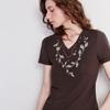 Women's Cooling Lyocell Blend V-Neck Embroidered T-Shirt