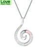 Blaike Ozeanblau Weißes Feueropal Für Frauen Muschel Anhänger Wellen Halsketten Farbe Spirale Choker Weiblicher Feinschmuck Trendiger Anhänger