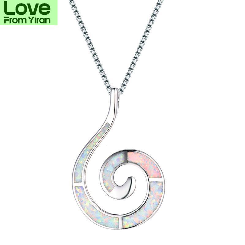 Blaike Ozeanblau Weißes Feueropal Für Frauen Muschel Anhänger Wellen Halsketten Farbe Spirale Choker Weiblicher Feinschmuck Trendiger Anhänger
