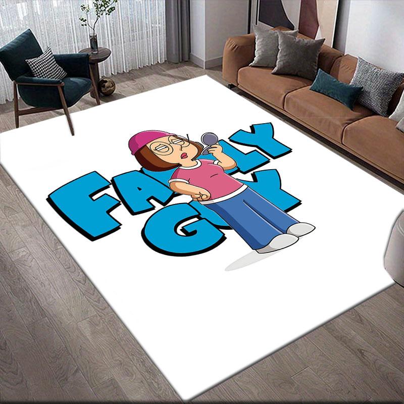 Meg Griffin Flannel Printed Carpet, Home Sofa Decoration for Living Room & Bedroom, Non‑Slip Play Flannel Floor Mat for Game Room