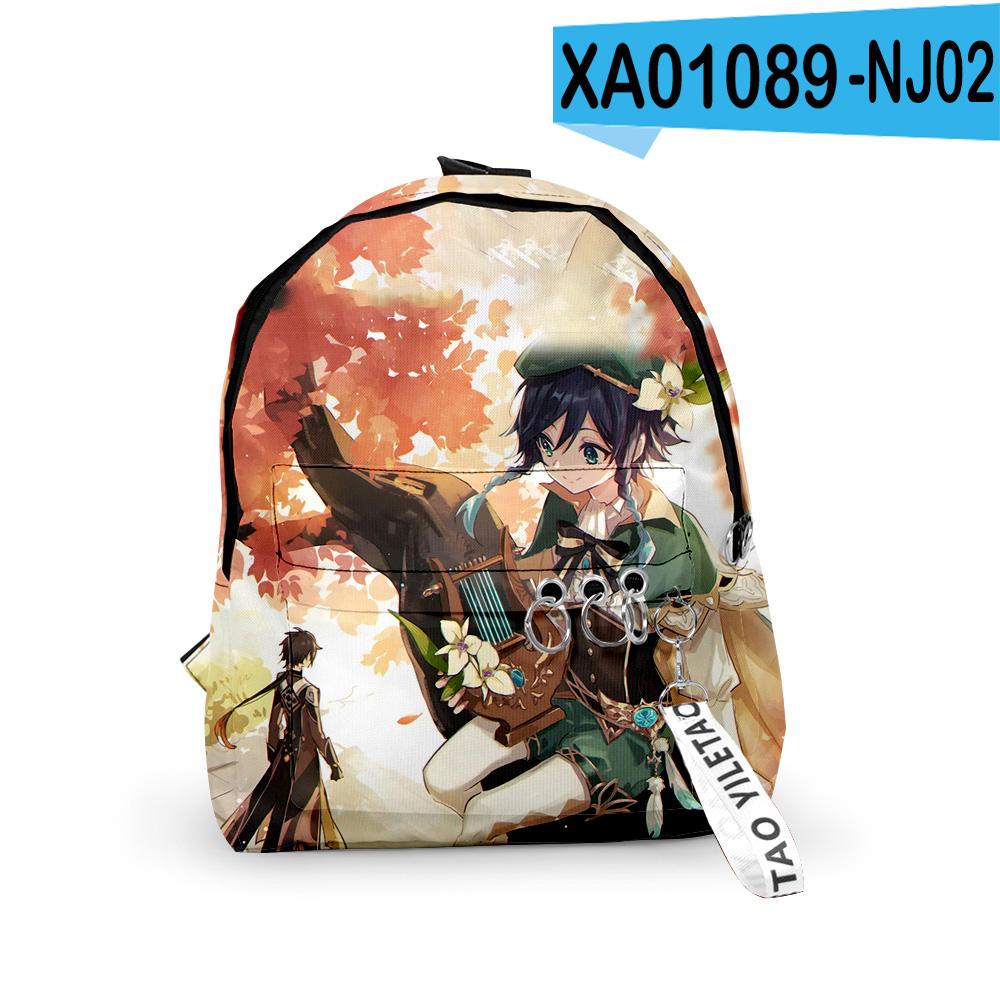 Classic Genshin Impact Venti Backpacks Boys/Girls Pupil School Bags 3D Print Keychains Oxford Waterproof Cute Small Backpacks