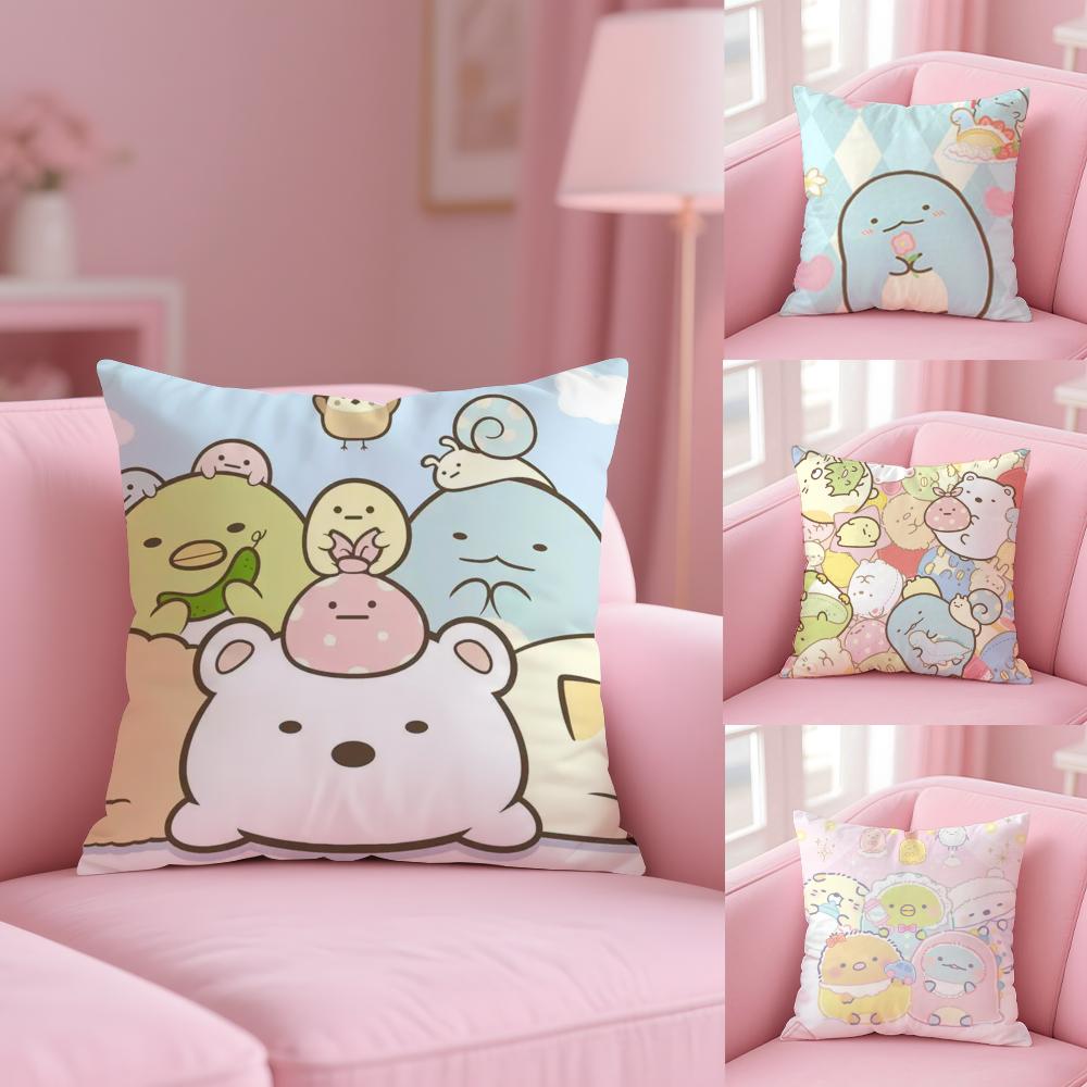Kissenhülle Plüschstoff Weich Zweiseitig Bedruckt Sofa Warm Winter Zuhause Geschenk Kissenbezug Niedlich S-Sumikko G-Gurashi