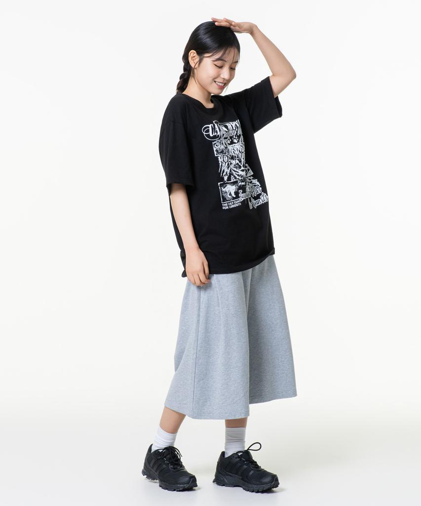 MOZMOZ Icat Oversized Graphic Short Sleeve T-Shirt Black