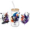 Halloween 16Oz Glass Cup Transfer Sticker Cartoon Girl Design Waterproof Decorative Adhesive Decal for Party Home Decors