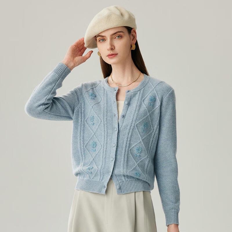 Zhaojun Women's Embroidered Thickened Cashmere Cardigan