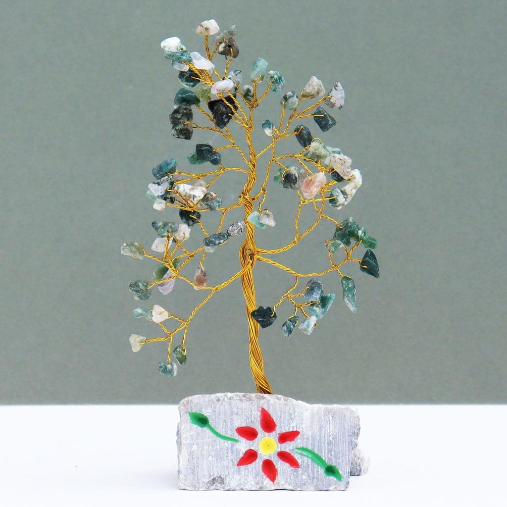 Moss Agate Crystal Tree 80 Crystals