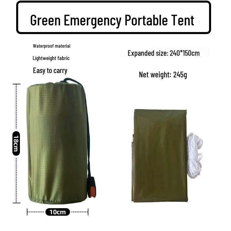 Portable Emergency Insulated Survival Tent with Aluminum Film Blanket for Camping and Mountaineering