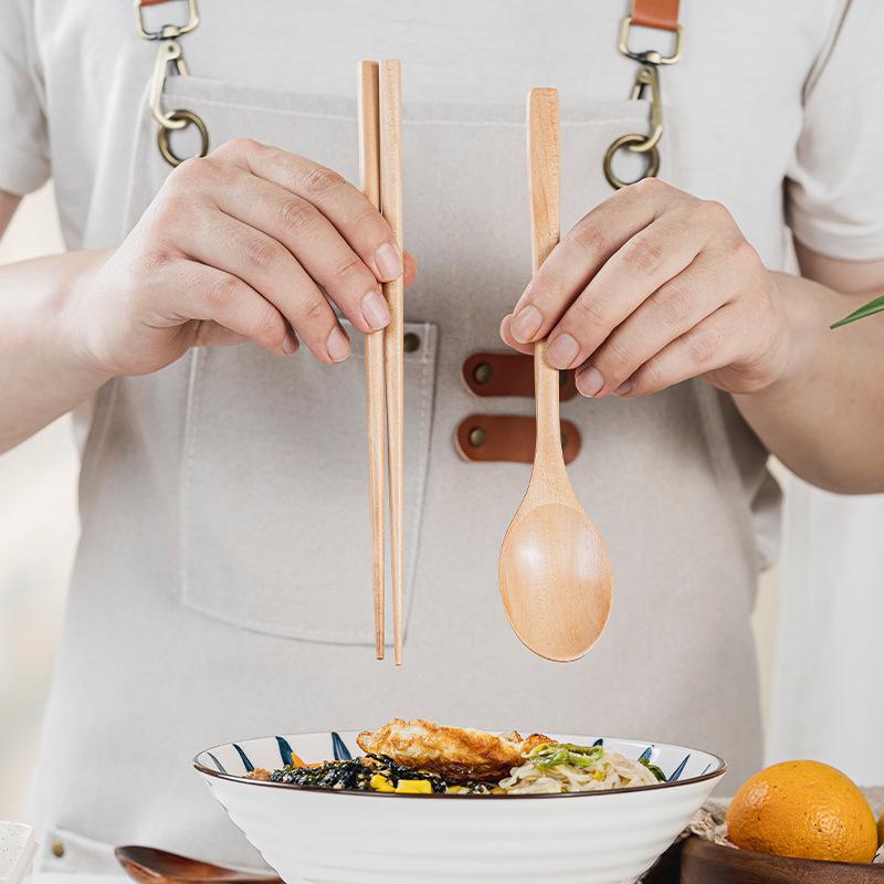 Korean Style Portable Cutlery: Wooden Chopsticks & Spoon Set for Students, Kids, Office Workers, and Travel