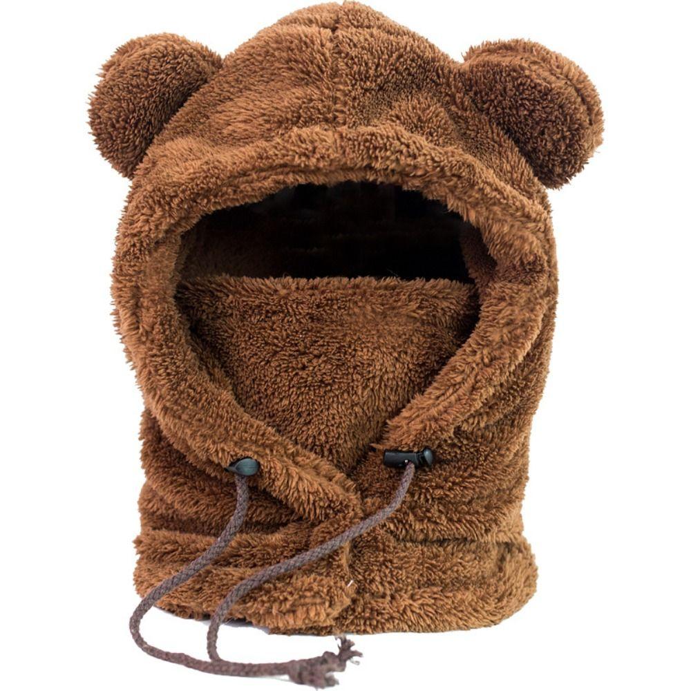 Windproof Winter Hats Balaclavas Mask Earflap Earmuff Cold Weather Bear Ear Hat  Women Girls