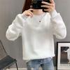 Unisex Oversized Fleece-Lined Hoodie - Plain Round Neck, Thickened, Long Sleeve, Couple Wear