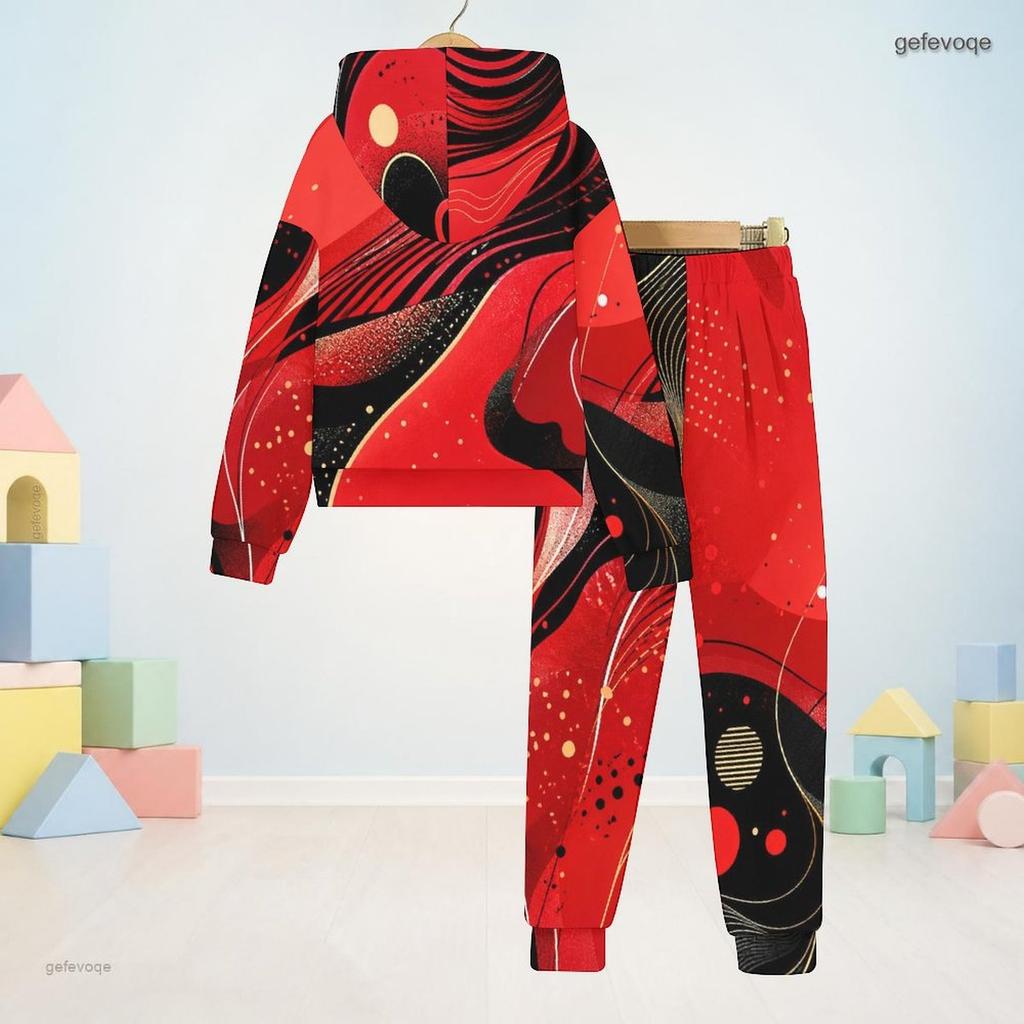 Kids Boys Girls Galaxy Smoke Printed Hooded Long Sleeve Sweatshirt Cuffed Pants Two Piece Set