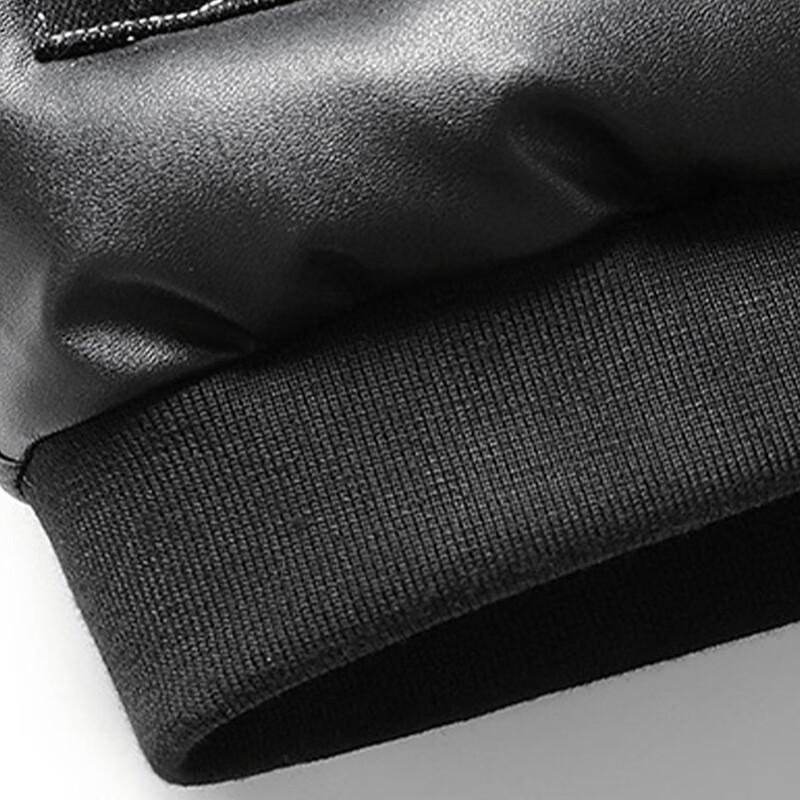 Maoren Men's Trendy Stand-Collar Faux Leather Padded Jacket