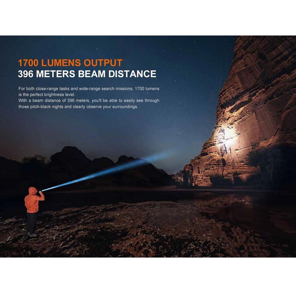 Fenix PD36R Max 1700 Aluminum IP68 Dustproof and for and Police Use V2.0 Flashlight, Lumens, USB-C Rechargeable, Alloy, Waterproof, Tactical,