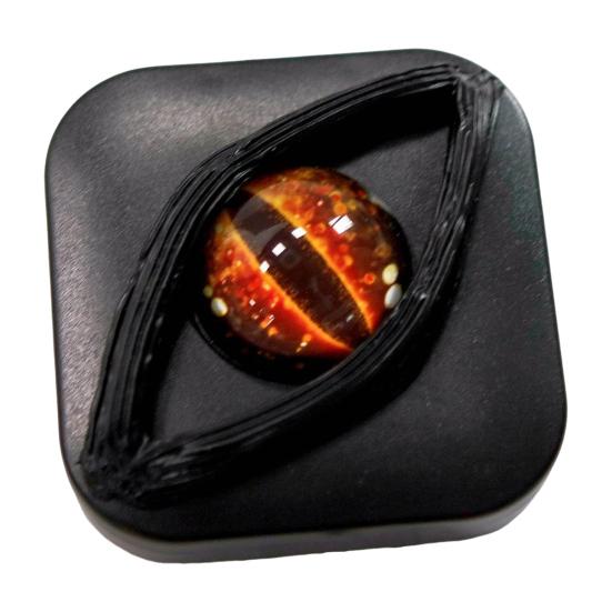 Creepy Eye Contact Lens Case Double Compartments Lens Holder with Mirror Tweezers Portable Storage Box for Makeup & Cosplay Accessories