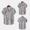 3D Tištěná Leopardí Košile Pro Muže Ležérní Módní Letní Krátký Rukáv Havajská Plážová Košile Osobnost Límec Knoflíková Blůza