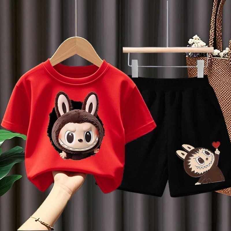 Children's LBB Short-sleeved T-shirt Top and Shorts Summer Boys' and Girls' Fashion Sets