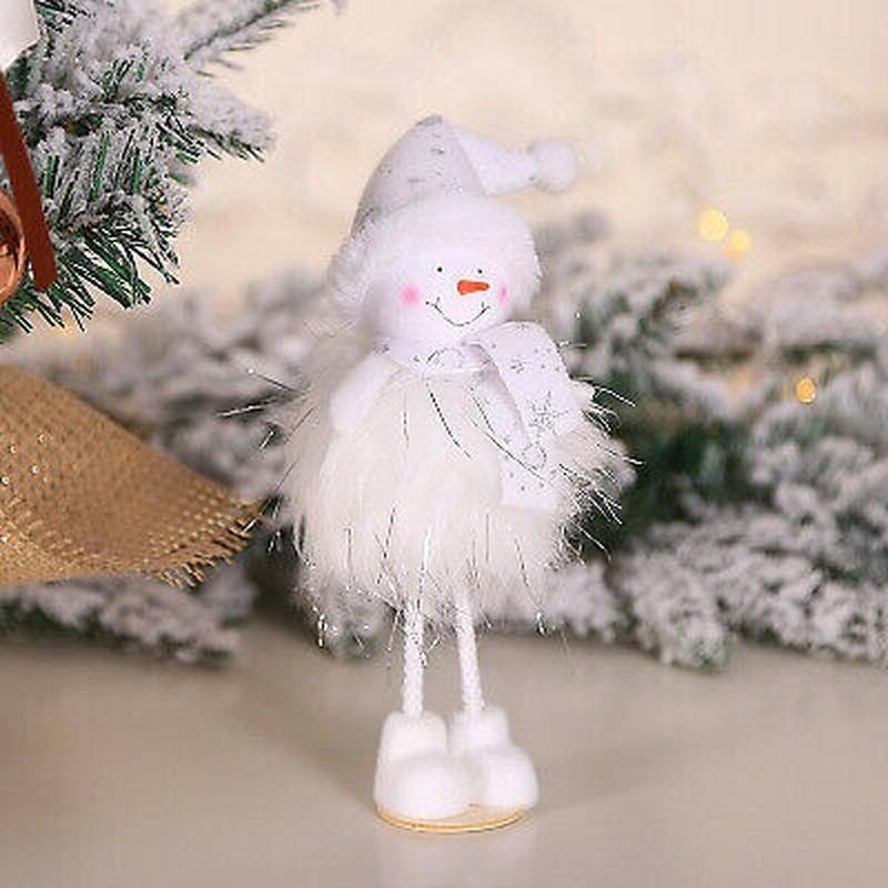 Party Decoration Christmas New Silver Silk Plush Standing Doll Window Snowman Decoration Gift