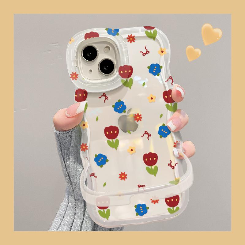 

Ins Floral Подходит для iPhone Чехол IPhone 16proma Двойной кронштейн 15 Прозрачный силикон 14 Защита от падения 13 Женский Huawei P60/P60 Pro