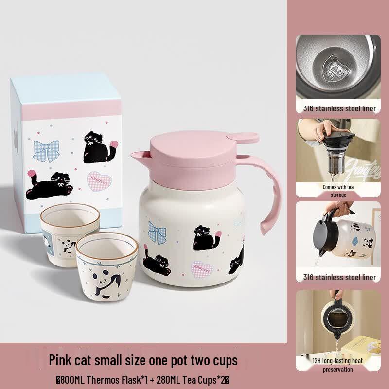 Qiwei Strawberry Cat Insulated Tea Pot