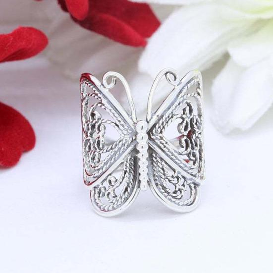 Women Ring Butterfly Adjustable Jewelry Engraving Appearance Finger Ring for Dating