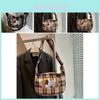 Stylish New Korean Fashion Plaid Canvas Tote Bag Large Capacity Crossbody Bag In Brown Blue Pink