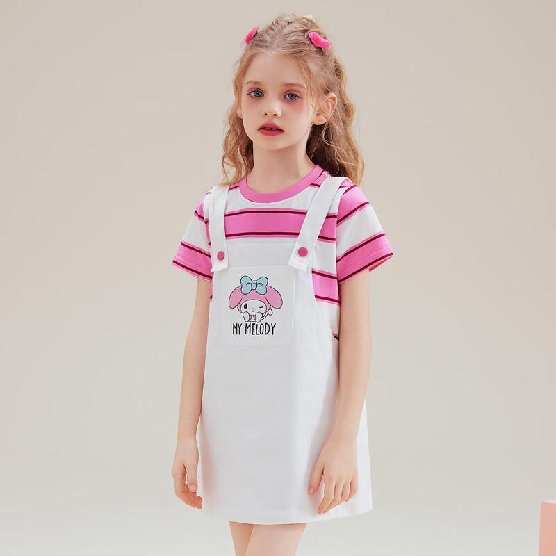 Hello Kitty Girls  Summer Dopamine Colorblock Suspender Dress 110