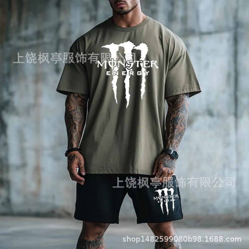 Mens Athletic Short Sleeve T-Shirt Shorts Set Boxing Training Sportswear Lightweight Casual Gym Wear