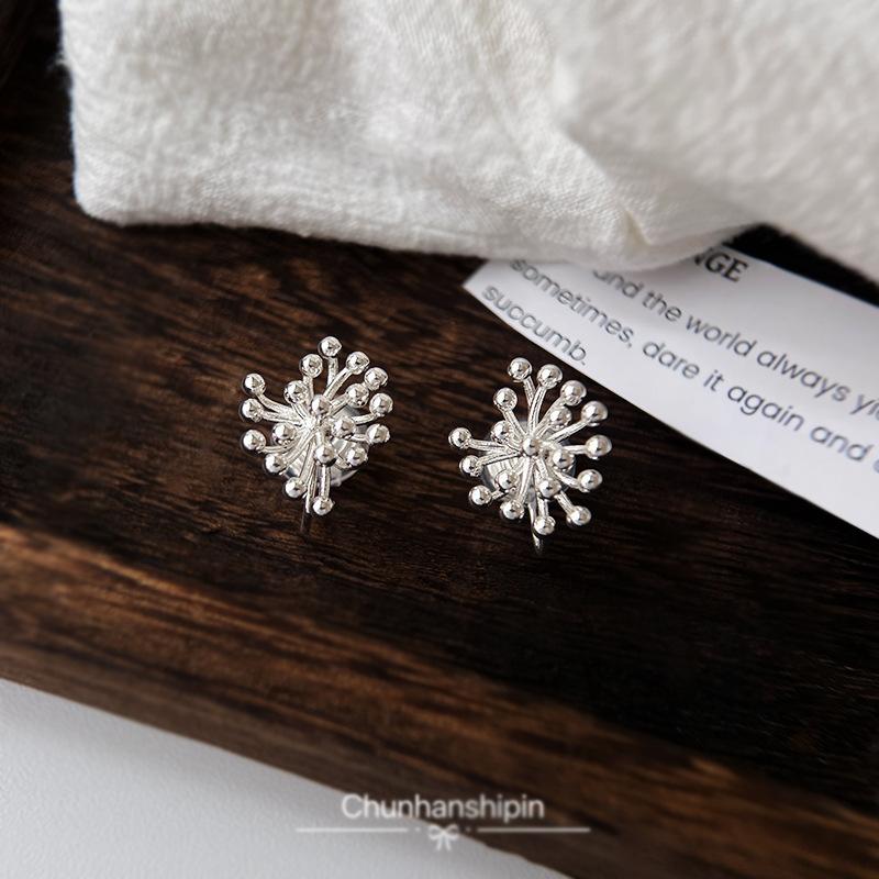 

stamen premium sense retro style silver stud earrings fireworks ear clips without holes premium sense niche versatile design commuter earrings