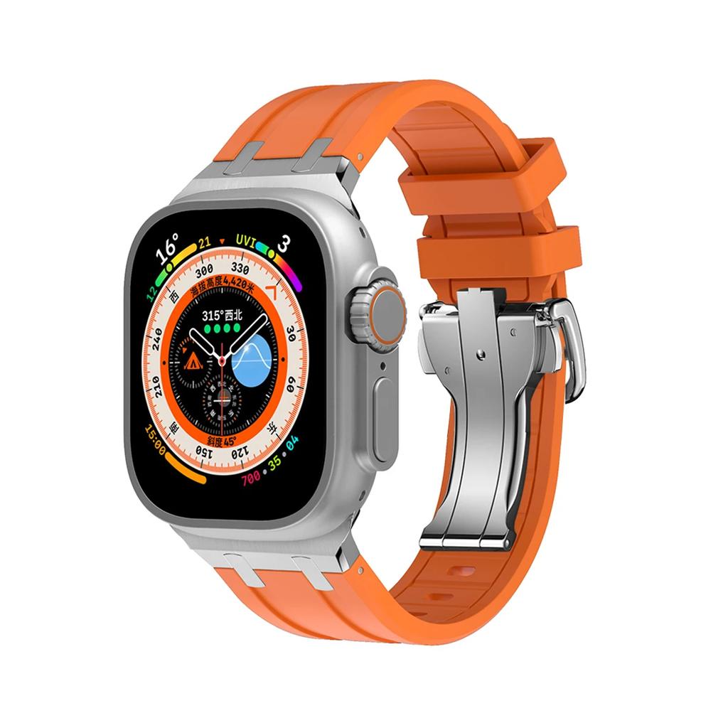 Soft Silicone Strap For Apple Watch Ultra 2 1 49mm Series 9 8 7 41 45mm Rubber Band For iWatch 6 5 4 se 42mm 44mm Mens Bracelet