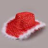 Red Christmas Cowboy Hat Santa Claus Decoration Holiday Party Props Wide Brim Cowgirl Hat Jazz Hat