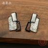 New Silver Geometric Square Necklace Earrings Set, High-end Banquet Women's Jewelry Set
