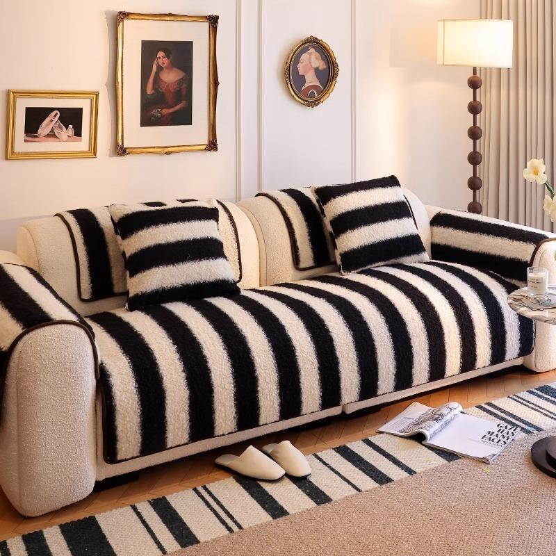 Plush Sofa Cushion Light Luxury High-End Non-Slip Seat Cushion New Winter Leather Sofa Cover Winter Cover Cloth Towel