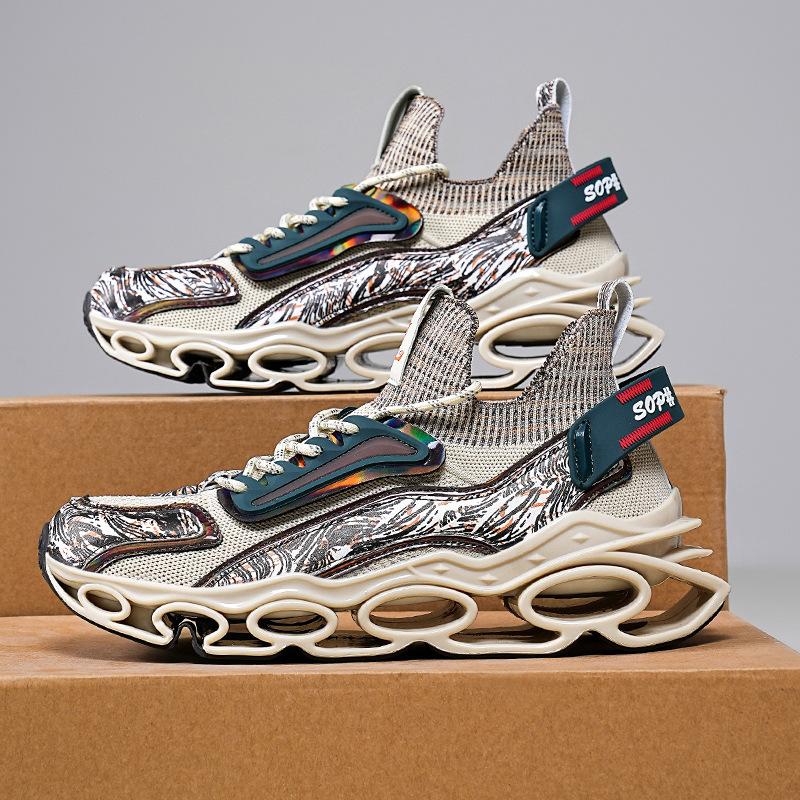 New Socks, Blade, Fly-woven Breathable Dad Shoes, Large Size Casual Sneakers for Men