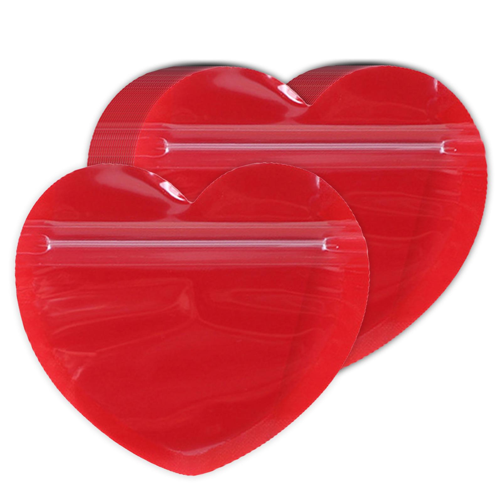 

50 шт. Елегантні рожеві пакети-самоклеючки у формі серця для ювелірних виробів, самозапечатувальні мішечки для прикрас, зручний пакет із застібкою-блискавкою 3 червоний