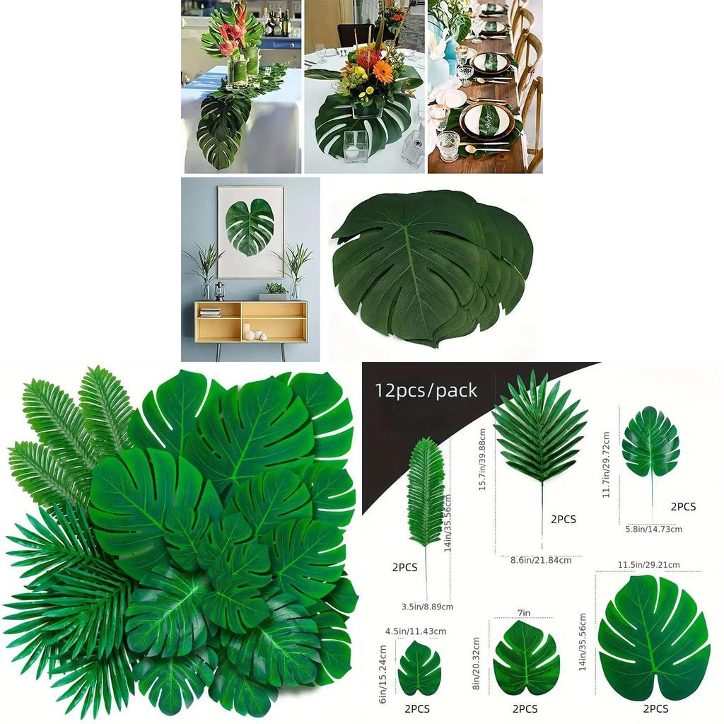 Tropical Palm Leaf Wedding Decor Set With Artificial Plants For Jungle Party Themes