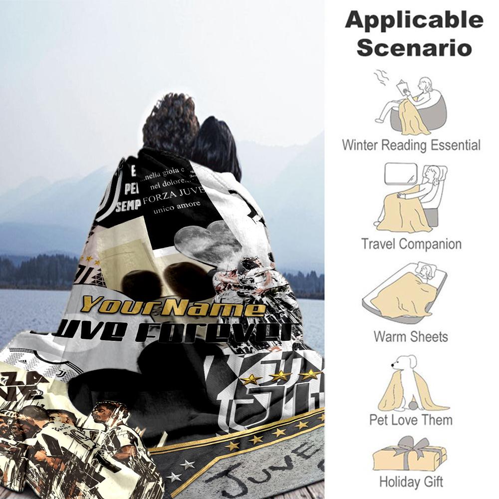Juventus Personalized Text Blanket Lightweight Personalized Blanket Durable Comfort Throw For Home Decor Livingroom Seaside Bed Four Seasons Universal