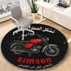 Simson Retro Motorrad Runder Teppich – Rutschfeste Runde Fußmatte – Teppich für die Innendekoration