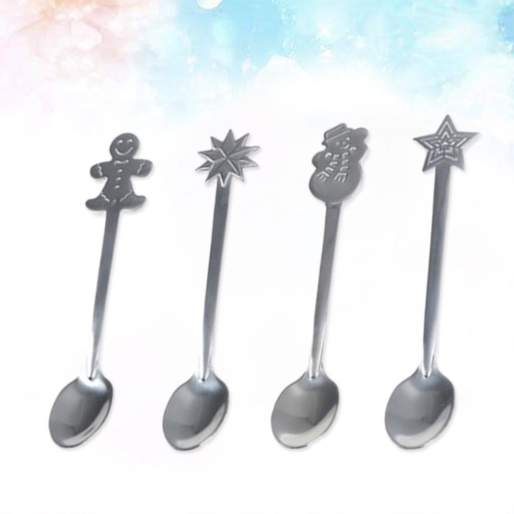 4pcs Stainless Steel Kids Spoon Cartoon Ice Cream Scoop Stirring Spoon Creative