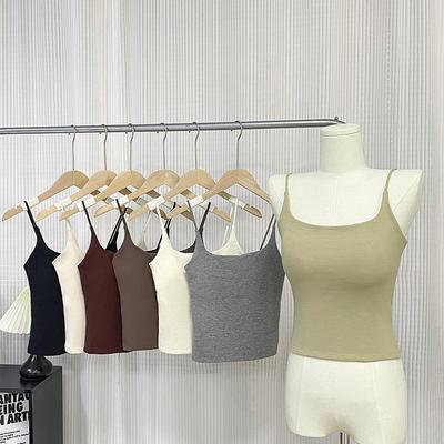 Sanded Forest Color Medium-Length Chest Wrap Camisole - Women's Slim Fit Autumn/Winter Vest