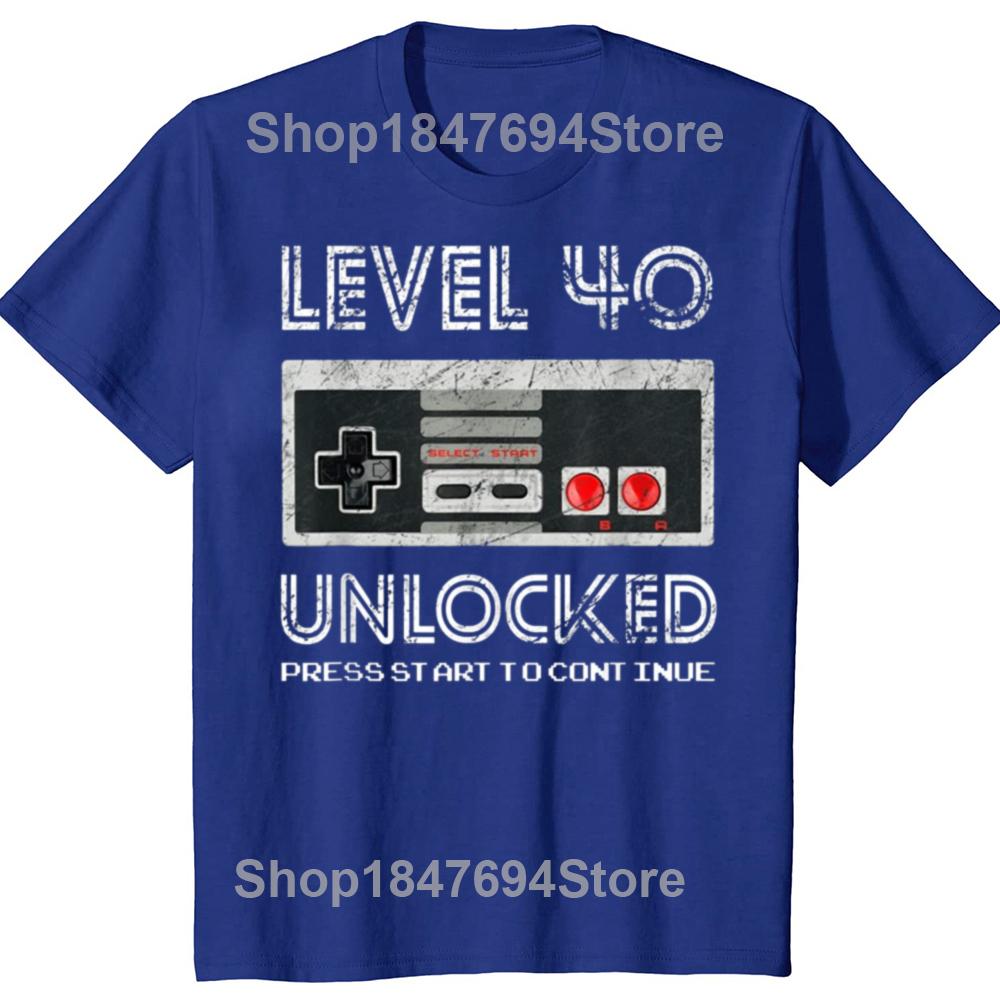 Funny Level 40 Unlocked Graphic Tshirts Men Womens Fashion Casual Born in 1984 TShirt 40 Years Old 40th Oversized T Shirt