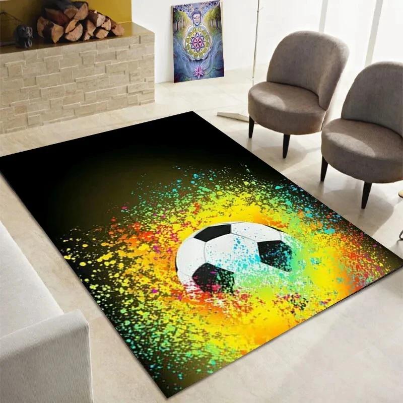 Dywan z motywem piłki nożnej, dywan sportowy, wzór piłki nożnej, mata podłogowa dla dzieci, chłopców i dziewcząt, pokój zabaw, salon, sypialnia