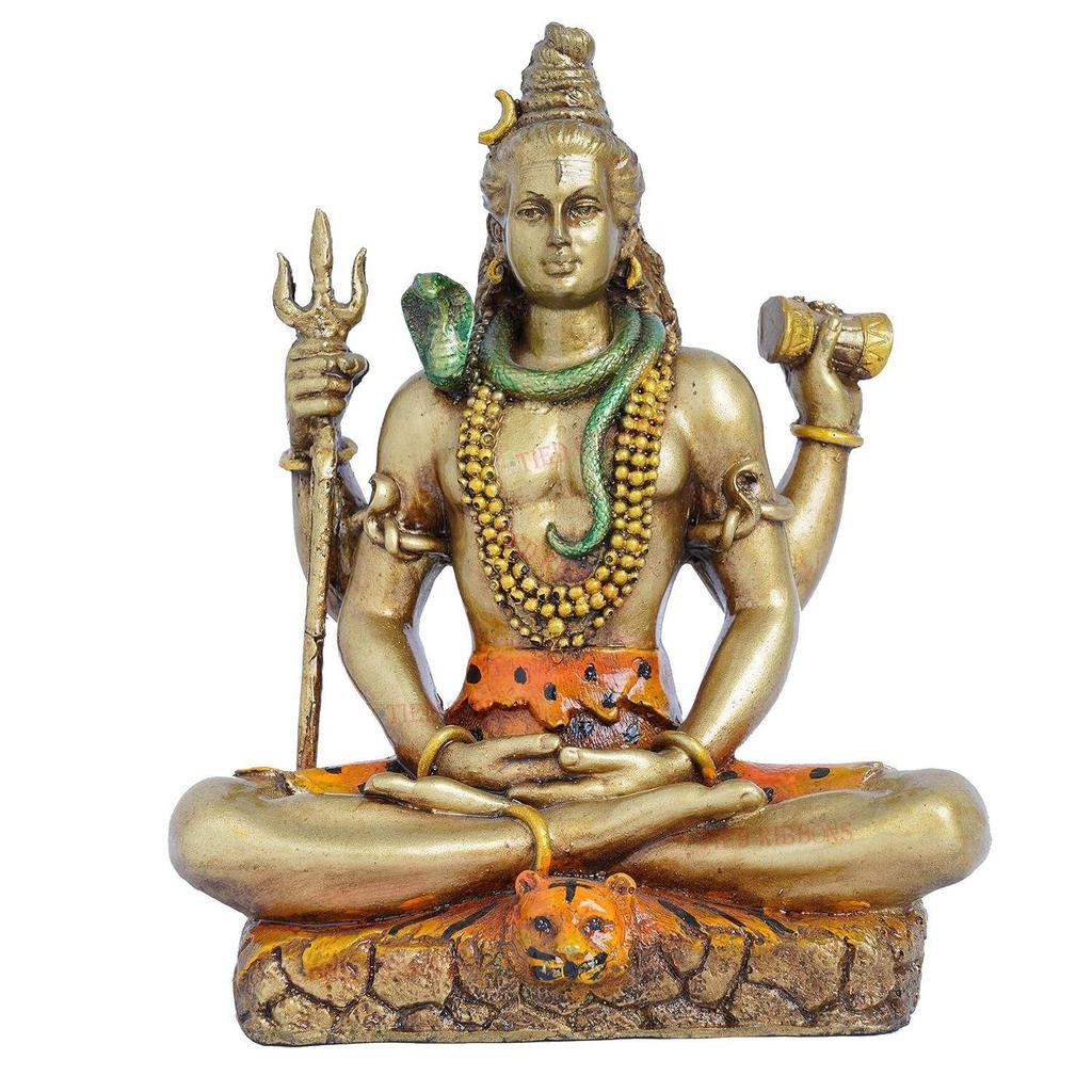 Resin Lord Shiva Statue Blessing Idol Sculpture Murti Showpiece (20 Cm X 17 Cm) - Decoration Items for Home Decor Living Room Mandir Temple
