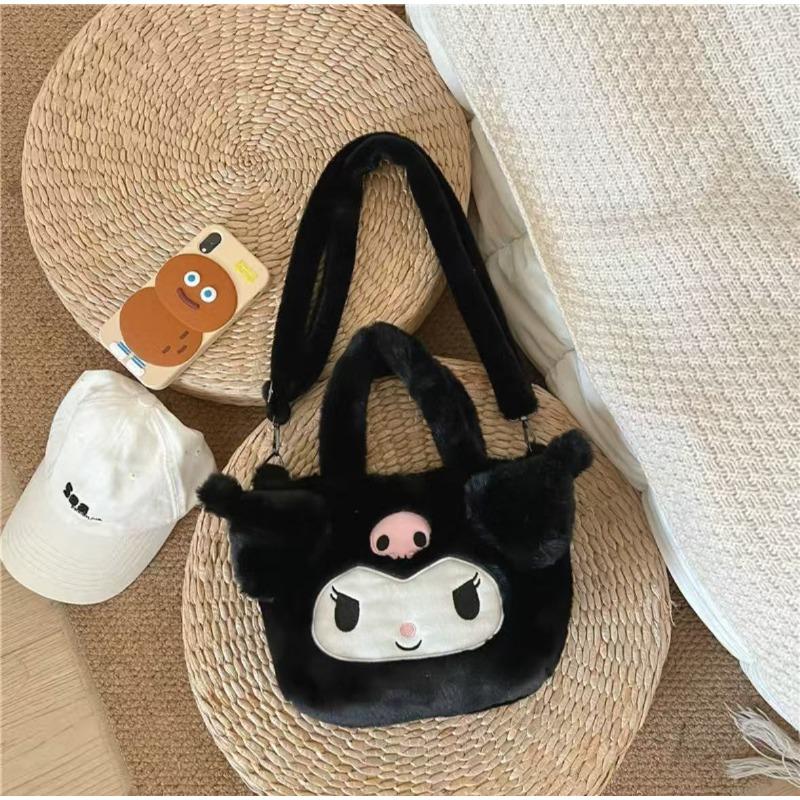 Cute Little Bag New Pink Rabbit Furry Cartoon Shoulder Bag Girls Handheld Bento Bag