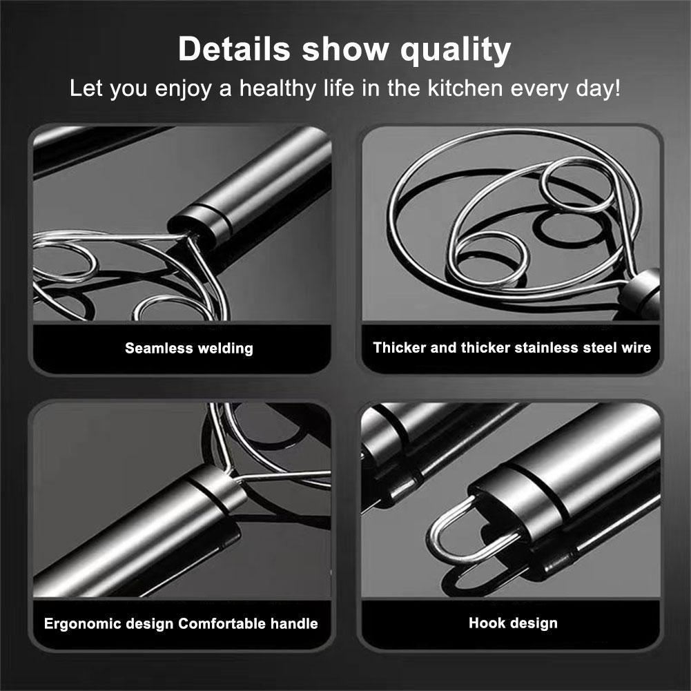 Stainless Steel Egg Stirring Whisk Double Eyeliner Circles Manual Dough Beater Flour Mixer Kitchen Tool Cream Butter Dough