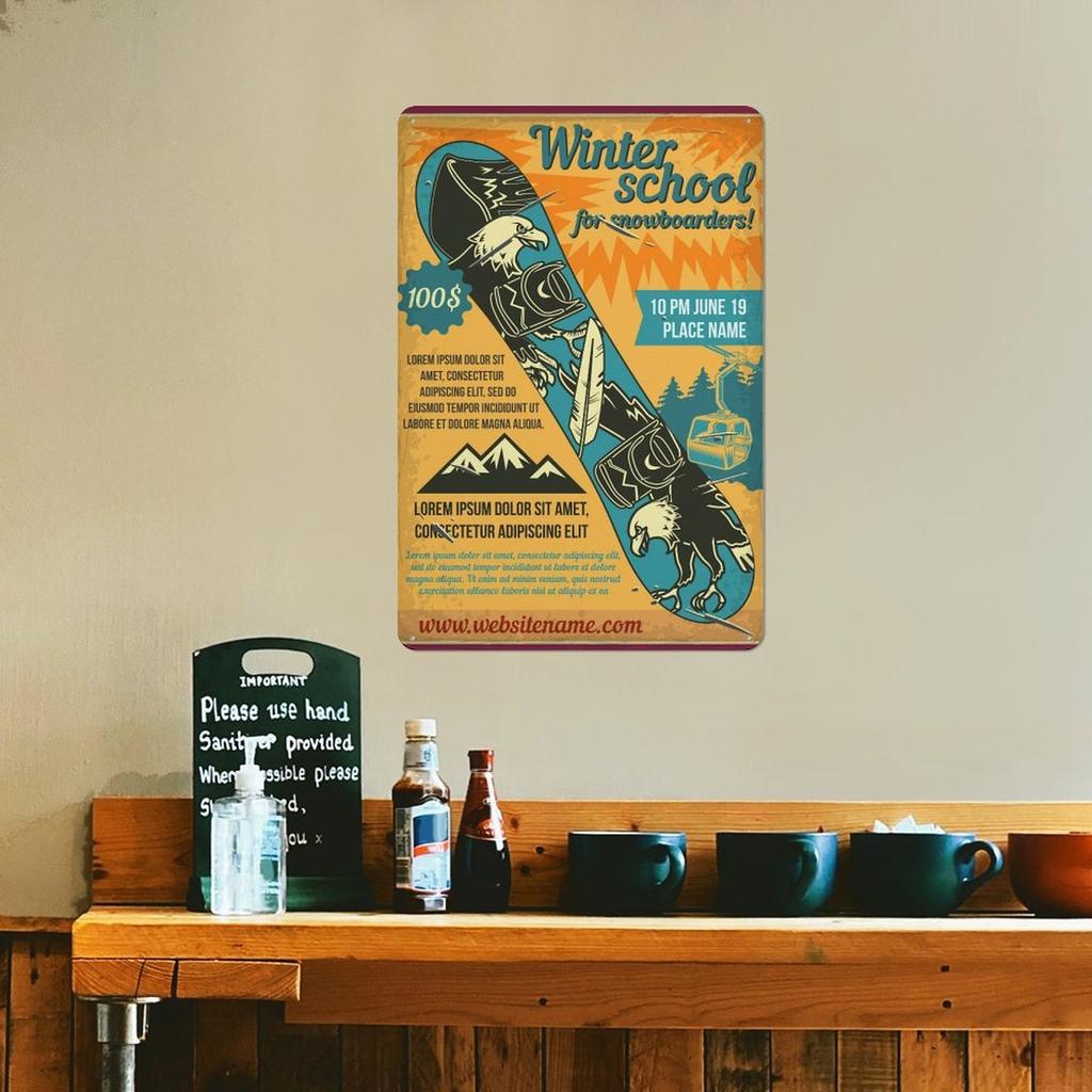 1 Pack Retro Metal Wall Sign Featuring Rusted Distressed Surface for Indoor Decoration, Select 20x30cm or 30x40cm Version